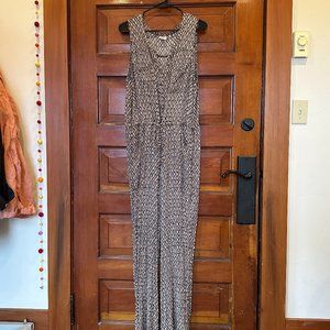 EUC Anthropologie Black Lilka Tan Darby Ikat Print Romper/Jumpsuit Sz L